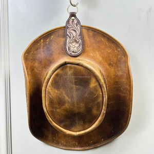 New Hand <b>Tooled</b> Leather Hat <b>Clips</b> Western Handmade Hat Holder with Strong Grip Secure <b>Clip</b> for Travel Camping Hiking & Daily Use - Product Image 4