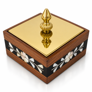 Caja de Madera de Lujo para Chocolates con Tapa Decorativa y Perilla Cúbica Dorada para Eventos, Bodas y Regalos Premium, Tamaños y Colores Personalizables Disponibles - Product Image 2