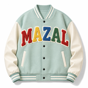 Blouson universitaire en mélange de laine avec lettres brodées pour marques de mode, livraison rapide, collection streetwear – directement de l'usine - Product Image 5