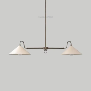Lustre linéaire LED moderne de style mid-century de luxe, réglable en hauteur, blanc chaud, télécommande, intensité variable, laiton antique - Product Image 1