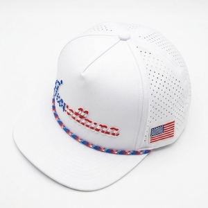 หมวกกอล์ฟแบบ 5 แผง OEM แบบกำหนดเอง  ปักลายฉลุเลเซอร์  แบบ Snapback ปีกแบน  ปักลาย  สำหรับกีฬากลางแจ้ง น้ำหนักเบา - Product Image 2