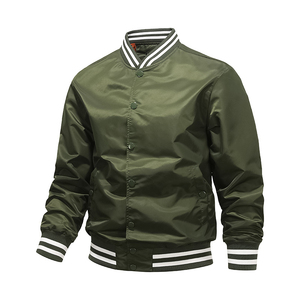 Veste de baseball pour homme, couleur unie, coupe classique, polyester, col rabattu, style décontracté, vêtements d'automne - Product Image 6