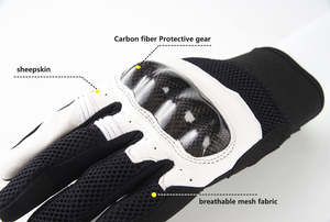 Guantes de Motociclismo Premium con Protección Rígida en los Nudillos, Guantes de Cuero para Motocicleta de Dedo Completo - Product Image 6