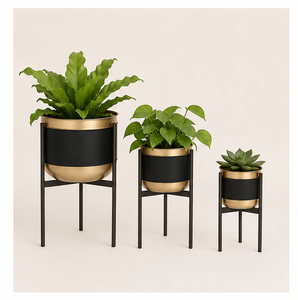 Metal Plant <b>Stand</b> Set of 3 Luxury Indoor Flower <b>Pot</b> Holder for Living Room Decor Wrought Iron Floor Standing Planter - Product Image 5