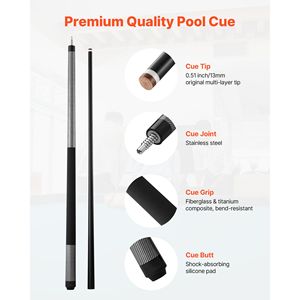 Stecca da Biliardo in Fibra di Vetro e Titanio da 58 Pollici, 21 Oz, con Giunto in Alluminio e Punta Multistrato - Product Image 2