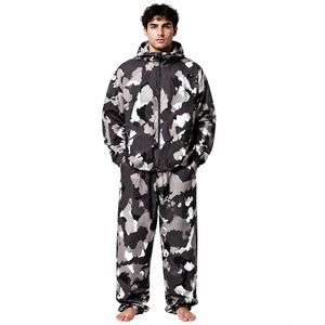 Men <b>Camouflage</b> <b>Tracksuit</b> Full Length Hooded Zipper Fly Casual Autumn Wear 100% Polyester Side Pockets - Product Image 1