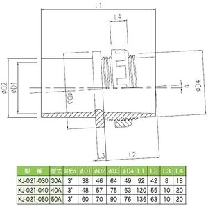 Prise murale Kansaikako 3 inclinaisons, filetée, traversante, droite, en PVC, 50A, avec pente KJ-021-050 - Product Image 6
