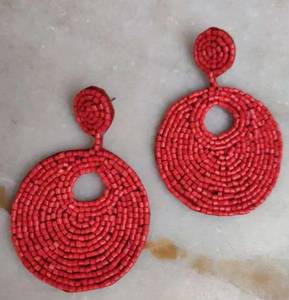 Boucles d'oreilles pendantes longues géométriques plaquées or style Bohème, perles en verre cristal faites à la main, vente en gros, prix d'usine, nouveau design 2025 - Product Image 6
