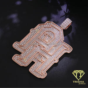 Colgante de Letra Grande y Audaz con Diamante Cultivado en Laboratorio, Diseño Brillante de Alfabeto, Tono Oro Rosa, Joyería de Moda - Product Image 4