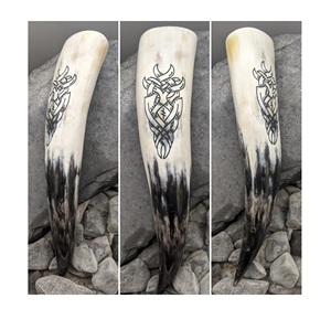 100% Premium Quality Buffalo Horn Viking Drinking Vessel Handmade Eco-Friendly Carving Religious for Sale in Bulk India - Product Image 2