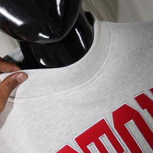 BOSTON U Mock Neck Sweatshirt 100% Cotton <b>RED</b> Applique Embroidery wide neck Sweatshirt CLUSH SPORTS - Product Image 6