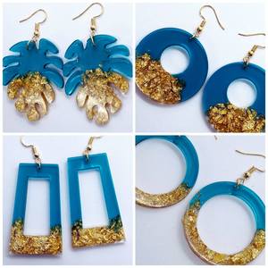 Boucles d'oreilles en résine époxy, fournitures de bricolage, artisanat fait main, personnalisables, breloques décoratives de haute qualité, fournitures artistiques - Product Image 4