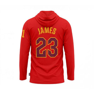 Custom Men <b>Red</b> Basketball Shooting Hoodie Shirt <b>Long</b> <b>Sleeve</b> Athletic Training <b>Top</b> with Team Logo - Product Image 4