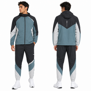 Wholesale Custom <b>Running</b> Windbreaker Set Men Sports <b>Jacket</b> Pants Lightweight Tracksuit Breathable Quick Dry <b>Reflective</b> Resistant - Product Image 5