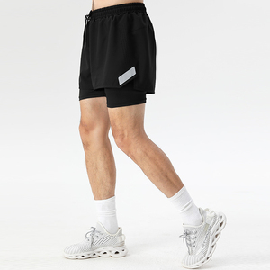 Quick Dry Breathable Double <b>Layer</b> Fitness Running Shorts for Men Workout Sportswear Gym Shorts - Product Image 2