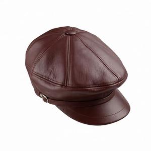 Gorra Newsboy de Cuero Genuino Personalizada – Gorra Plana Retro de Ocho Paneles para Hombre - Product Image 2