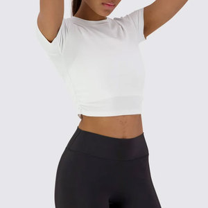 Top Deportivo de Yoga para Mujer, Precio Bajo, Alta Calidad, Manga Corta, Color Sólido, Ecológico, Alta Elasticidad, Camiseta Deportiva - Product Image 3
