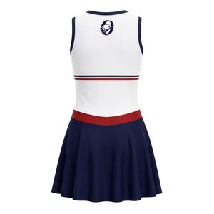 Haut de tennis sublimé blanc, bleu marine et rouge pour femme – Maillot de sport sans manches, tenue de match, vêtement d'entraînement, pour activités de plein air - Product Image 4