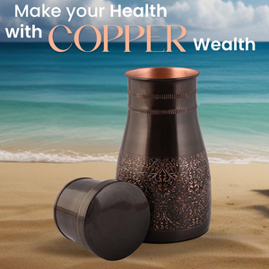<b>Vintage</b> Style Copper Water <b>Bottle</b> Handcrafted Copper Drinking <b>Bottle</b> with Classic Finish <b>Bottle</b> for Home Office Travel Gym use - Product Image 5