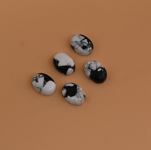 Turquoise Buffalo Blanc Naturel 10x14mm Forme Ovale Dos Plat Poli Brillant Lisse Cabochon Libre pour Fabrication de Bijoux Pendentif - Product Image 3