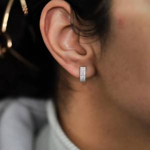 Pendientes de tuerca Heggie de diamantes de varias filas, plata de ley 925, oro macizo de 10K 14K, diamantes redondos cultivados en laboratorio, joyería fina. - Product Image 6