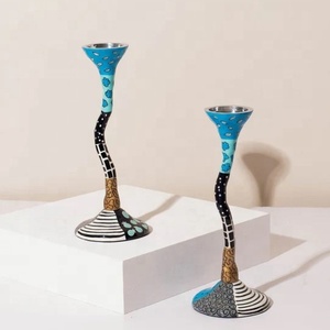 Porte-bougies en aluminium torsadé coloré, artisanal et gaufré, I K HANDICRAFT, imprimé 6 couleurs, éclairage parfait pour Shabbat - Product Image 5