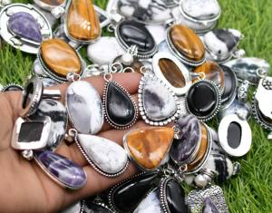 จี้หินผสมสไตล์คริสเตียนวินเทจขายส่ง พรีม บายา - ไทเกอร์อาย อะเมทิสต์ ฮาวไลท์ - ชุบเงินโบราณ - Product Image 5