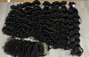 Extensions de trame plates vierges de vente chaude lâche vague profonde boucle italienne donneur unique pas de mélanges de cheveux synthétiques humain de haute qualité - Product Image 4