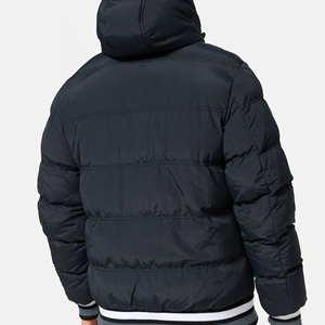 Veste matelassée à capuche pour homme, chaude et épaisse, coupe-vent, décontractée, fermeture éclair, couleur unie, polyester - Product Image 3
