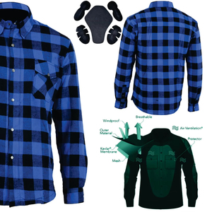 เสื้อเชิ้ตผ้าแฟลนเนลสำหรับขี่มอเตอร์ไซค์ผู้ชาย แห้งเร็ว กันลม OEM เสื้อป้องกันสำหรับขี่มอเตอร์ไซค์ อุปกรณ์สำหรับนักขี่มอเตอร์ไซค์ ขนาดสั่งทำพิเศษ บุผ้าเคฟลาร์ - Product Image 6