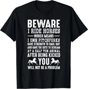 เสื้อยืดแขนสั้นสีดำสำหรับผู้ชายของ Ride Horses - Product Image 1