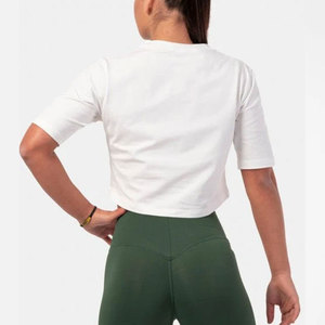 Fitness Shirt for Women Gym Workout Blank Loose Fit Short Sleeve Fitness High Quality <b>Sweat</b> Wicking Crop <b>Top</b> T-Shirt - Product Image 2