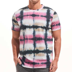 T-shirt homme premium multicolore tie-dye en coton, streetwear, manches courtes, col rond, 100% coton, haute qualité. - Product Image 1