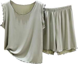 Conjunto de Pijamas de Algodón Suave para Mujer, Transpirable, de Manga Corta, para Verano, Ropa de Dormir Holgada - Product Image 4