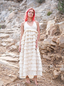 Vestido Maxi Halter Bohemio con Volantes de Algodón Blanco en Capas, Ligero y Transpirable, de Gran Venta 2026 - Product Image 5