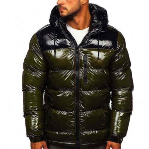 <b>Men's</b> Olive Green <b>Hooded</b> Puffer Jacket Zipper Closure Windproof Casual Winter <b>Coat</b> Thick Polyester Shell Regular Length 2026 - Product Image 2