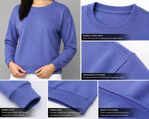 เสื้อสเวตเชิ้ตคอกลมผู้หญิง ผ้าฝ้าย 100% สีพื้น แขนยาว ถักทอ ระบายอากาศได้ดี ทรงปกติ โลโก้ด้านหน้า สำหรับฤดูใบไม้ร่วง - Product Image 6