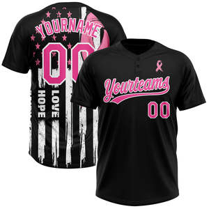 Camiseta de Béisbol Personalizada para la Concientización sobre el Cáncer de Mama, sin Cuello, Manga Corta, Impresión por Transferencia de Calor, Absorbe la Humedad - Product Image 1
