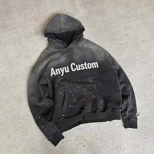 Sudadera de cuello redondo tie-dye de gran tamaño y calidad premium para mujer, 100% algodón, tejida, de manga larga, con estampado de letras gris para otoño. - Product Image 6
