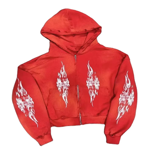 Sudadera con Capucha Estilo Streetwear con Lavado Ácido Personalizada para Hombre, Estampado Puff en Toda la Superficie, Bordado, Ropa Premium 100% Algodón de Fábrica - Product Image 4
