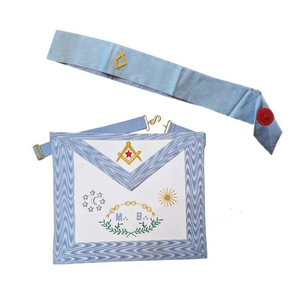 Delantal Morado Ecológico Personalizado de la Fraternidad Templaria con Trenza Dorada, Corona Bordada y Broche de Mariposa - Product Image 3