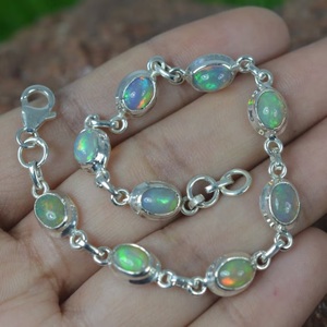 Natural Ethiopian Opal 925 Sterling Silver Adjustable Bracelet Natural Gemstone Jewelry Handmade Statement Bracelet Gift for Her - Product Image 3