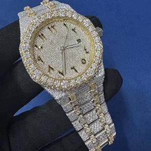 High Quality Stunning Moissanite Diamond Stainless Steel Case Mechanical Movement Men's Wrist Band Luxury Man's <b>Watch</b> - Product Image 6