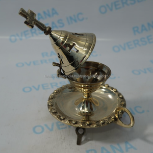 Quemador de Incienso de Resina y Latón de Lujo con Tapa en Forma de Cruz y Bandeja Decorativa para Ceremonias Religiosas y Sesiones de Meditación - Product Image 6