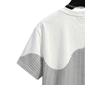 Casual Color Block <b>T</b> <b>Shirt</b> Short Sleeve Crew Neck Black White Vertical <b>Stripe</b> Print Streetwear Fashion Top Wholesale - Product Image 4