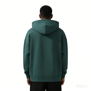 Sudadera con capucha tipo pullover de algodón grueso térmico tipo gofre, personalizada con estampado y bordado, de corte holgado y corto, con cremallera y lavado vintage desgastado por el sol - Product Image 4