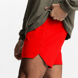Pantalones Cortos Deportivos para Hombre, Color Rojo Sólido, con Cordón Ajustable, Secado Rápido, Estilo Deportivo, Logotipo Frontal, Ropa Casual - Product Image 4