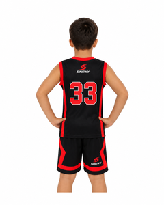 Ensemble de maillot de basket-ball pour garçons SINEWY, noir et rouge, 33, respirant, sans manches, en maille, uniforme pour enfants, vêtements de sport - Product Image 2