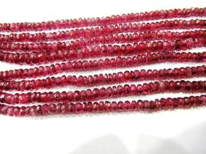Cuentas facetadas de rubí rojo natural en forma de rondelle, vendidas por hebra de 8 pulgadas de largo. - Product Image 3