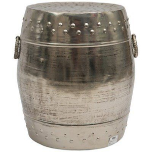 Tabouret de jardin moderne galvanisé argenté pour intérieur et extérieur avec poignées, table d'appoint décorative en métal pour la maison, bon prix - Product Image 1